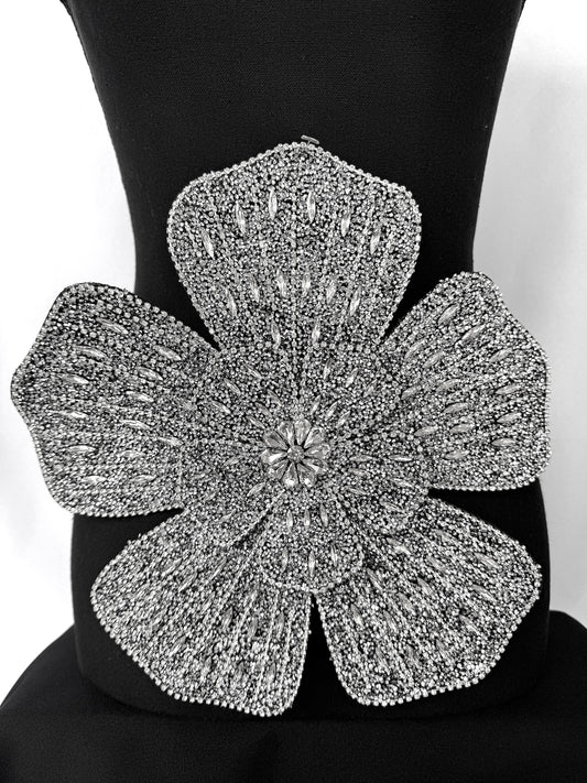 3D Flower Rhinestone Patch
