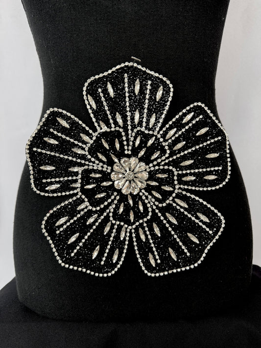 3D Flower Rhinestone Patch